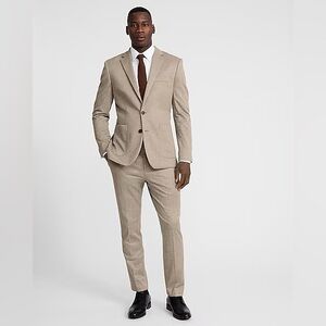 Express Men’s Beige Herringbone Suit NWT